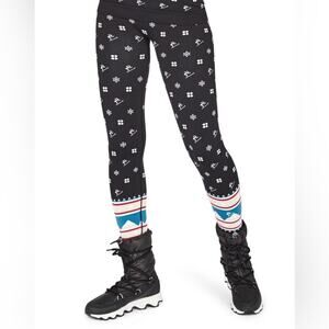 Sweaty Betty Leggings Fair Isle Ski Knit Black Size Small